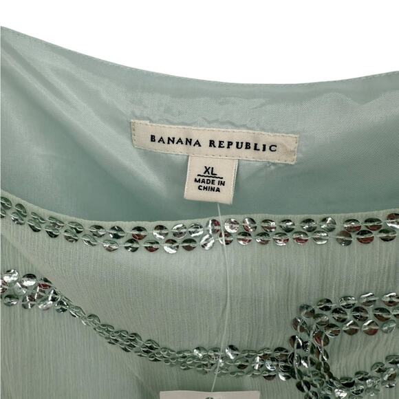 Banana Republic Green Sequin Camisole Top Mint Green Coquette bow design Size XL - Picture 4 of 6